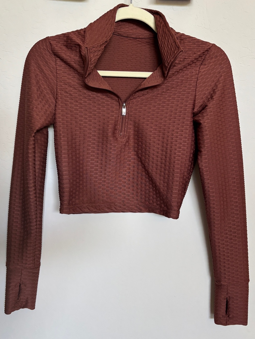 BuffBunny Cropped Half-Zip Top - Rust Brown